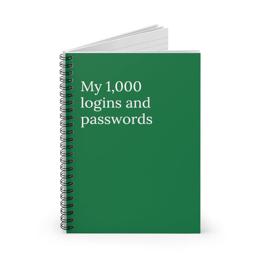 My 1,000 passwords and logins Spiral Funny notebook