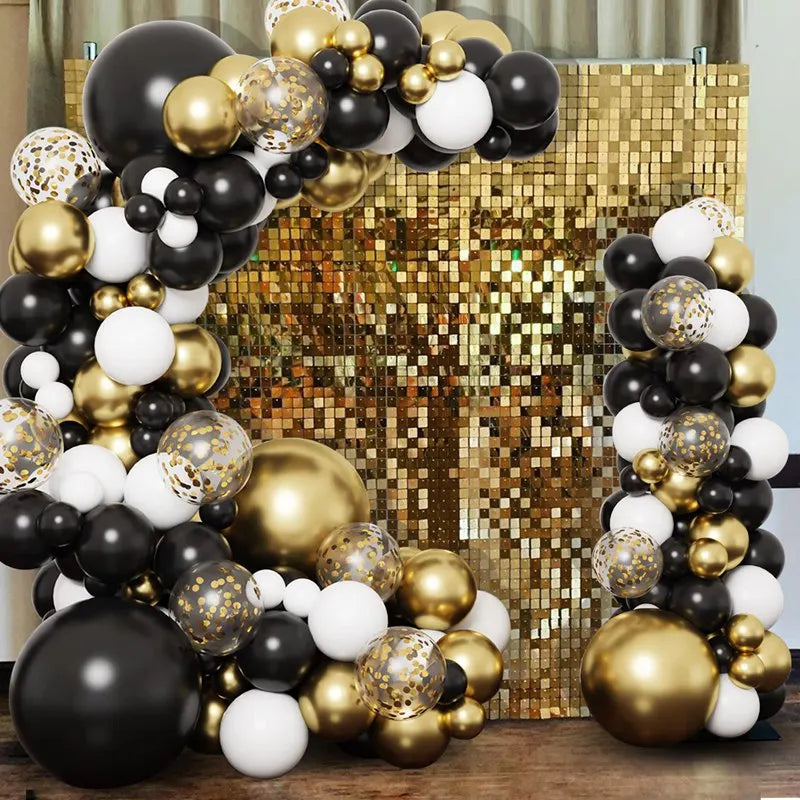 Black Gold Balloon Garland Arch Kit Confetti Latex Baloon Graduation Happy 30th 40th Birthday Balloons Decor Baby Shower Favor