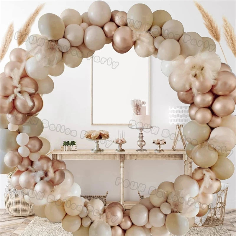 1set Sand White Gold Balloon Garland Arch Beige Khaki Balloon Wedding Decoration Baby Shower Balloons Birthday Party Decorations