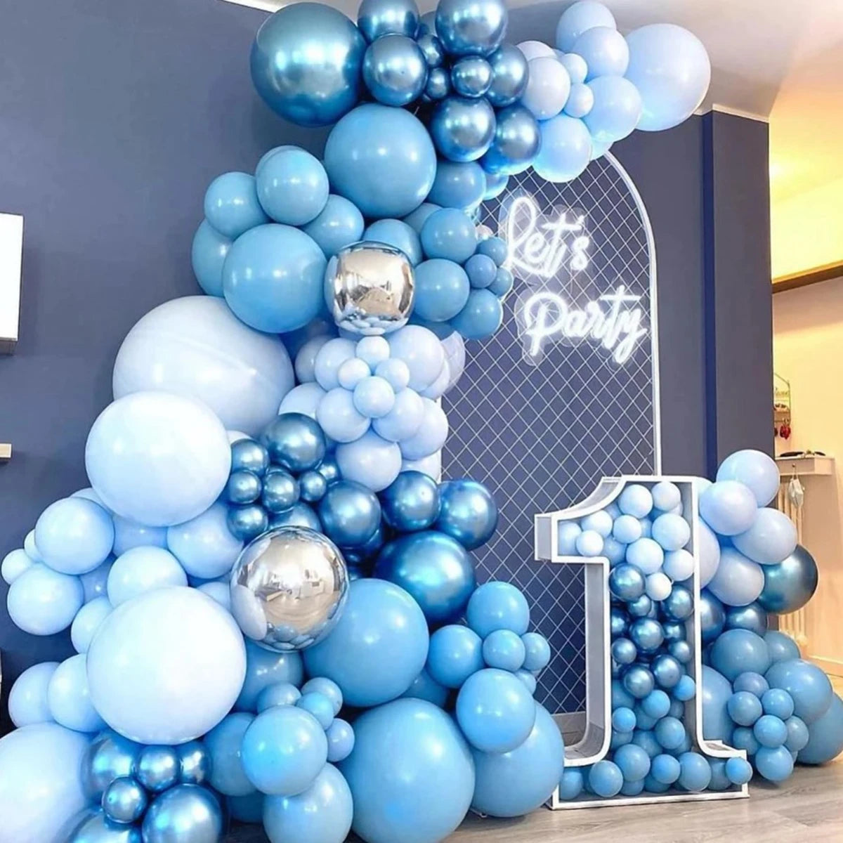 Blue Balloon Garland Arch Kit Wedding Birthday Ballon 1st One Year Birthday Party Decoration Kids Baby Shower Boy Latex Baloon