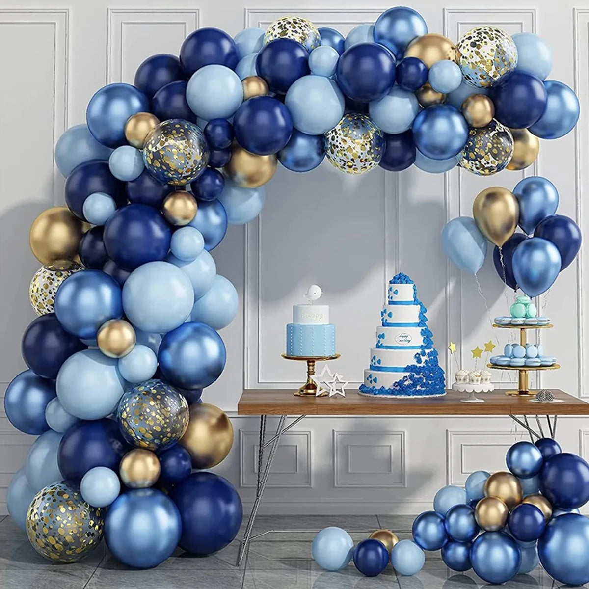 Blue Balloon Garland Arch Kit Wedding Birthday Ballon 1st One Year Birthday Party Decoration Kids Baby Shower Boy Latex Baloon