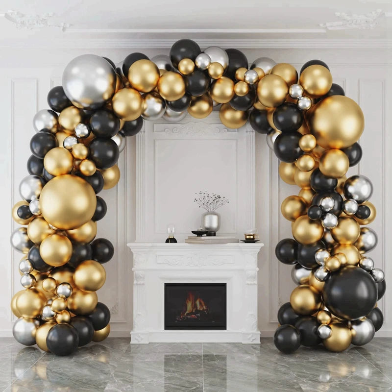 Black Gold Balloon Garland Arch Kit Confetti Latex Balloon Happy 30 40 50 Year Old Birthday Party Decoration 30th Anniversary