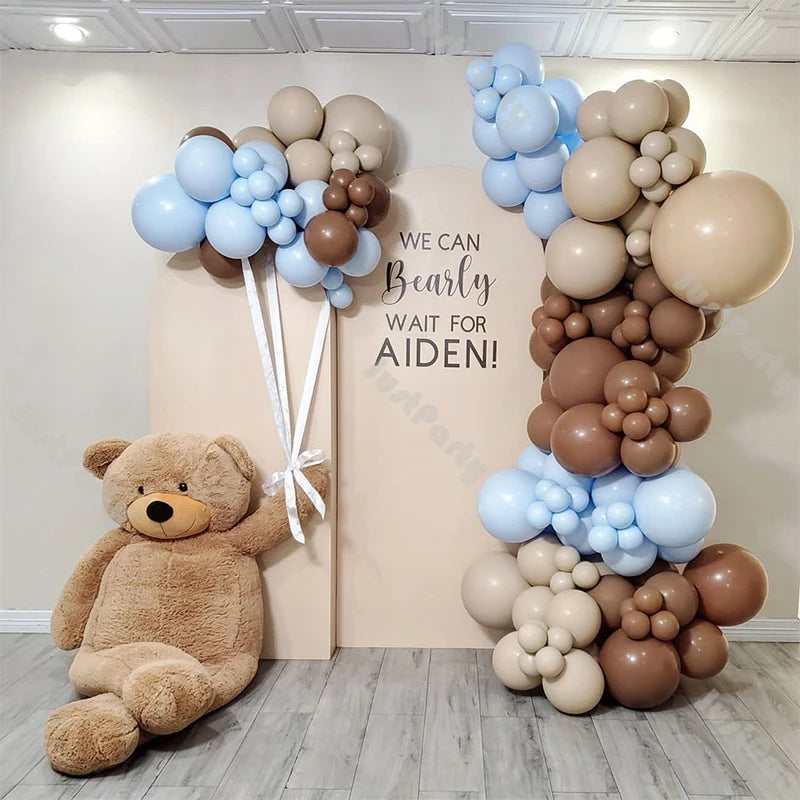 5-18inch Doubled Sand Cream Balloons Baby Shower Decoration DIY Balloon Garland Arch Kit Pastel Blue Birthday Decor Air Globos