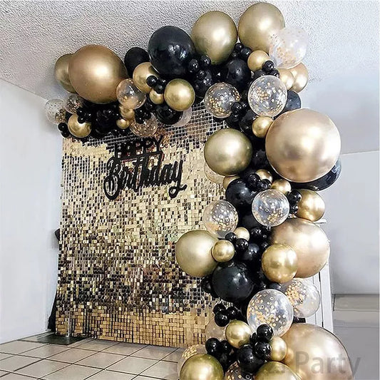 Black Gold Balloon Garland Arch Kit Confetti Latex Balloon 30th 40th 50th Birthday Party Balloons Decorations Adults Baby Shower