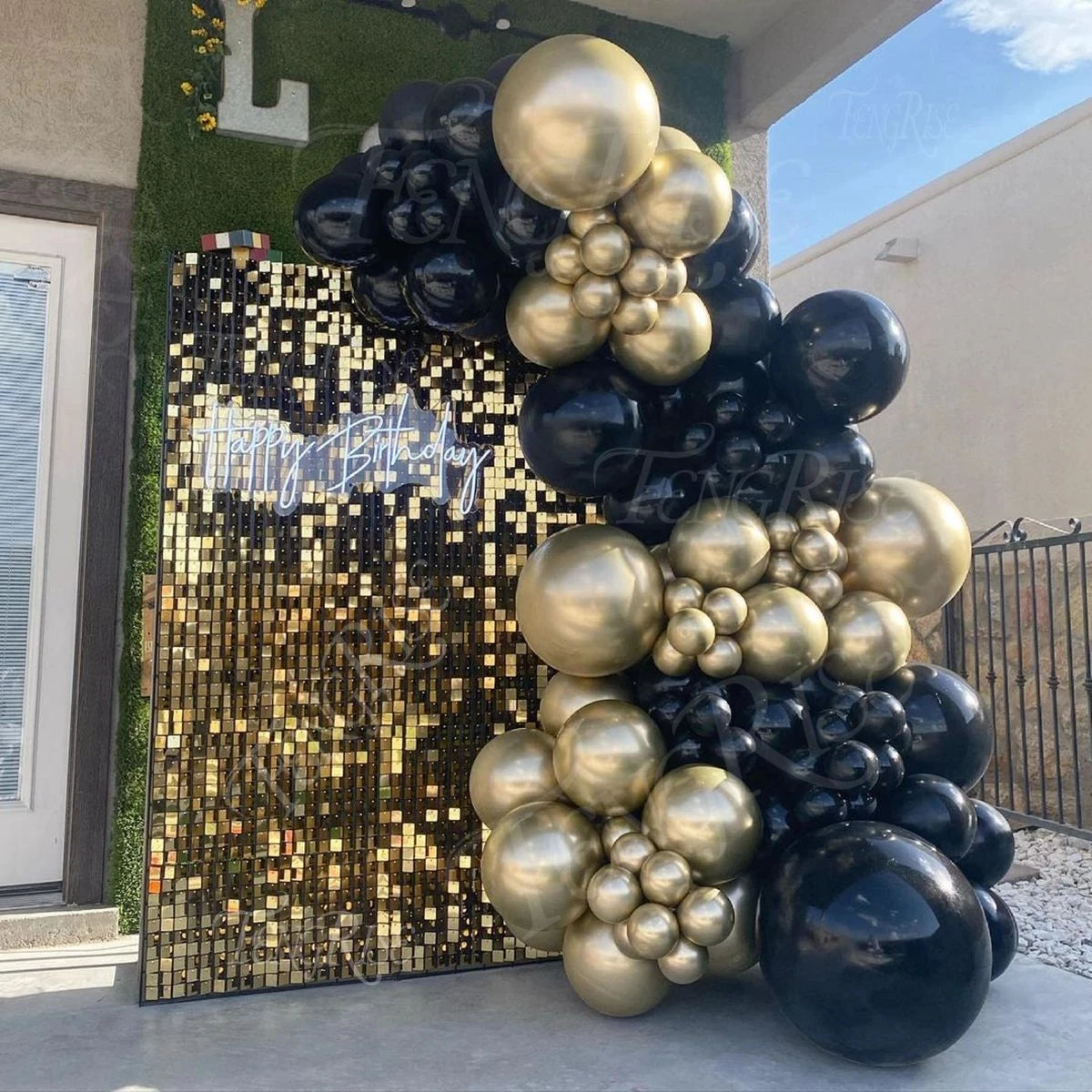 Black Gold Balloon Garland Arch Kit Latex Confetti Balloon Happy 30 40 50th Years Old Birthday Party Decor Birthday Anniversary