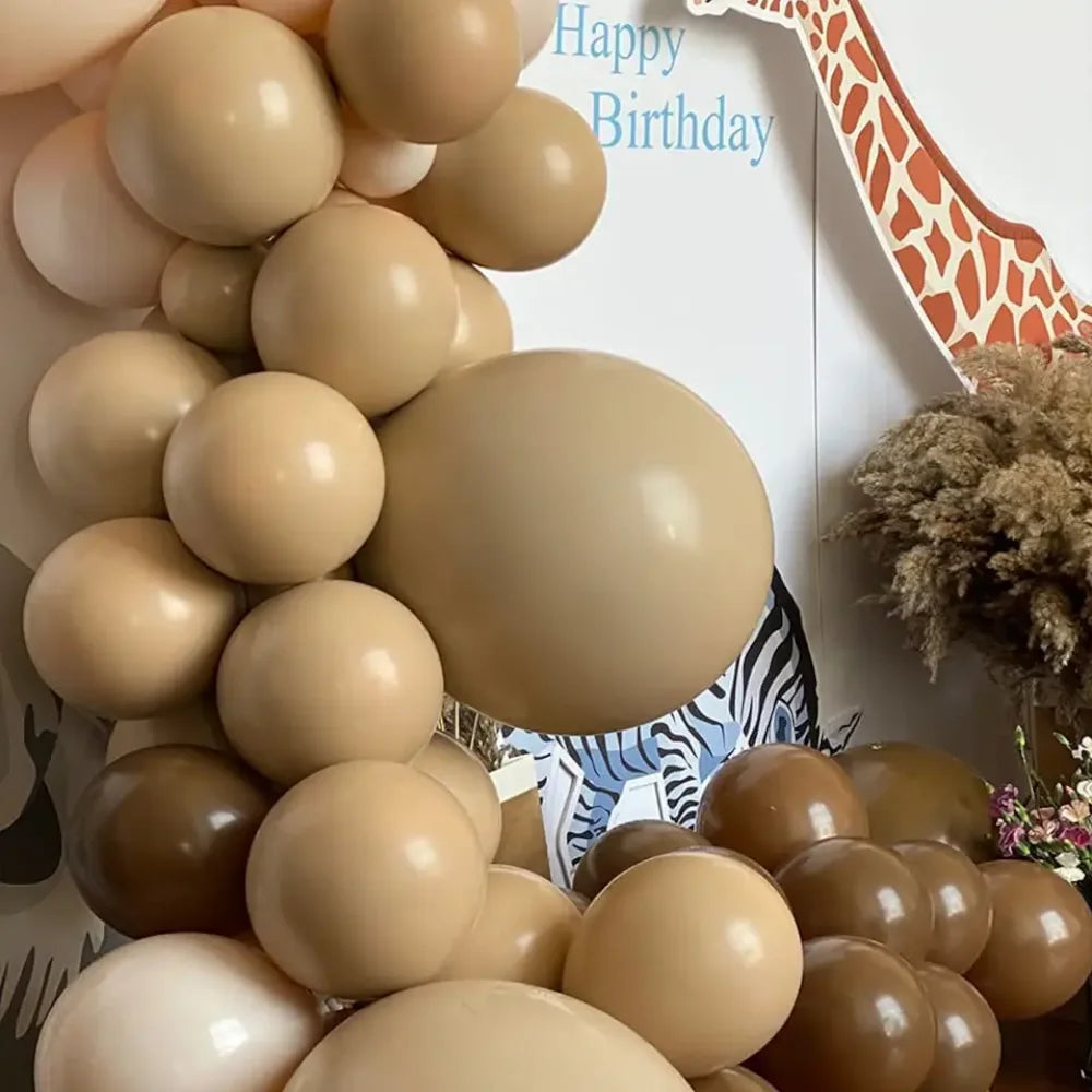 123Pcs Balloon Garland Arch Kit Coffee Brown White Latex Balloons Birthday Baby Shower Bear Theme Party Decorations