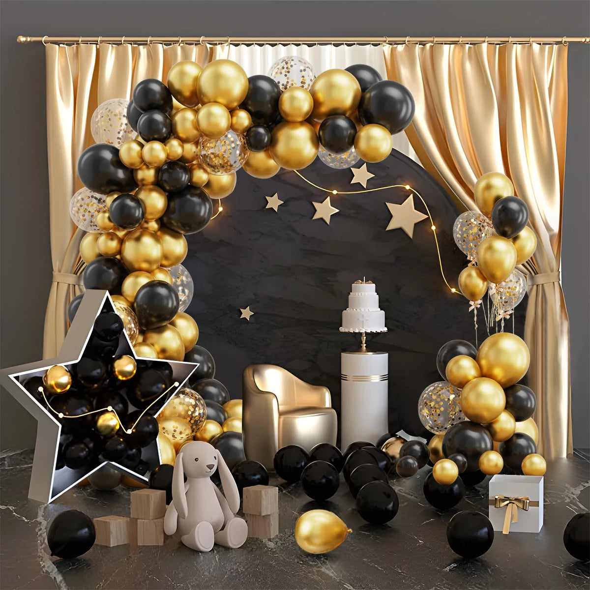 Black Gold Balloon Garland Arch Kit Happy 30 40 50 Year Old Birthday Party Decoration Adult  Anniversary Graduation Party Ballon