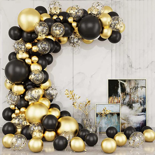 Black Gold Balloon Garland Arch Kit Confetti Latex Baloon Graduation Happy 30th 40th Birthday Balloons Decor Baby Shower Favor