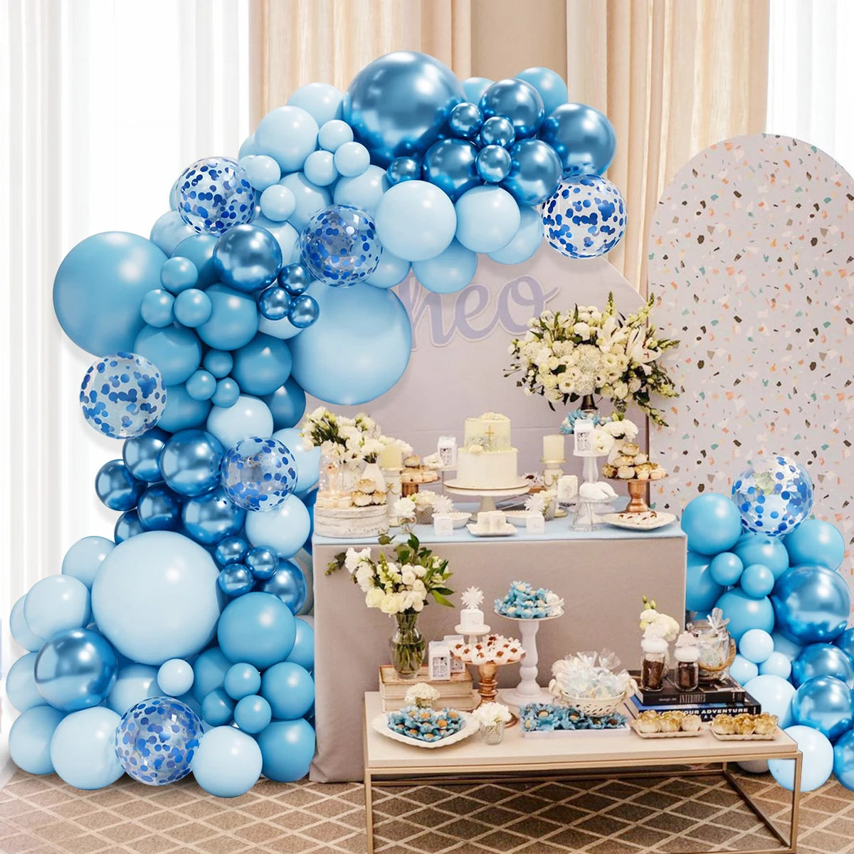 Blue Macaron Metal Balloon Garland Arch Wedding Supplies Birthday Party Decortions Kids Birthday Foil Balloon Baby Shower Globos