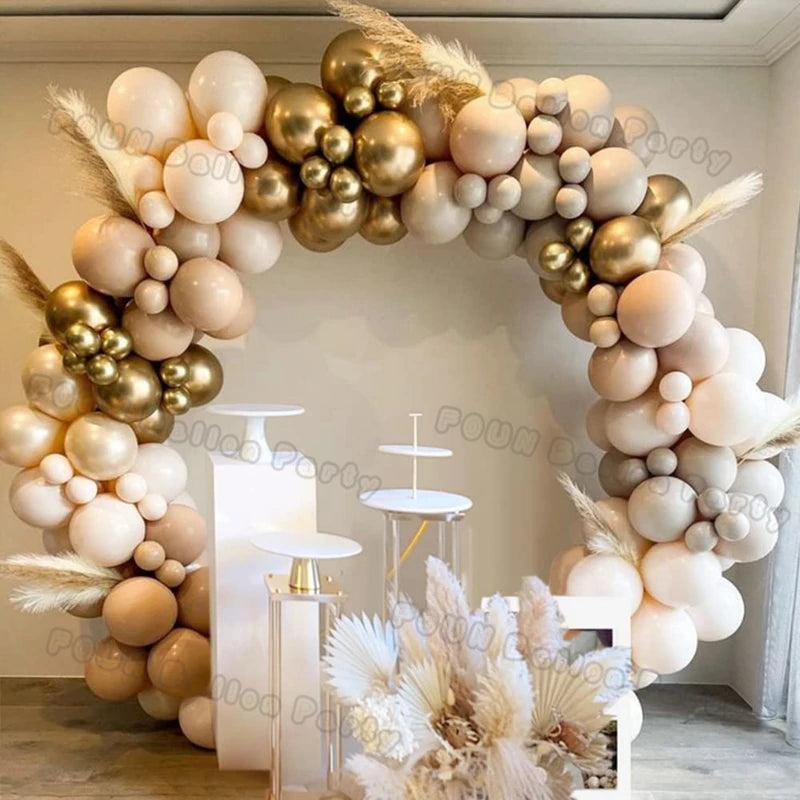 1set Sand White Gold Balloon Garland Arch Beige Khaki Balloon Wedding Decoration Baby Shower Balloons Birthday Party Decorations