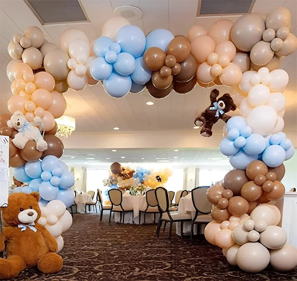 98pcs Brown Bear Balloon Garland Kit Blue Pink We Can Bearly Waits Bear Theme Birthday Party Boy or Girl Baby Shower Decorations