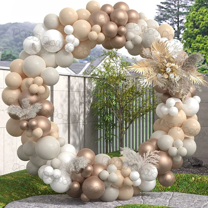 1set Sand White Gold Balloon Garland Arch Beige Khaki Balloon Wedding Decoration Baby Shower Balloons Birthday Party Decorations