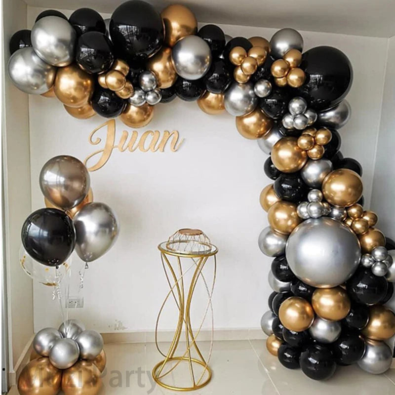 Black Gold Balloon Garland Arch Kit Confetti Latex Balloon 30th 40th 50th Birthday Party Balloons Decorations Adults Baby Shower