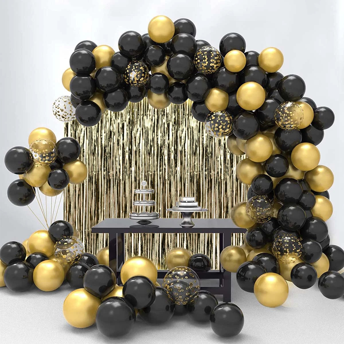 Black Gold Balloon Garland Arch Kit Confetti Latex Baloon Graduation Happy 30th 40th Birthday Balloons Decor Baby Shower Favor