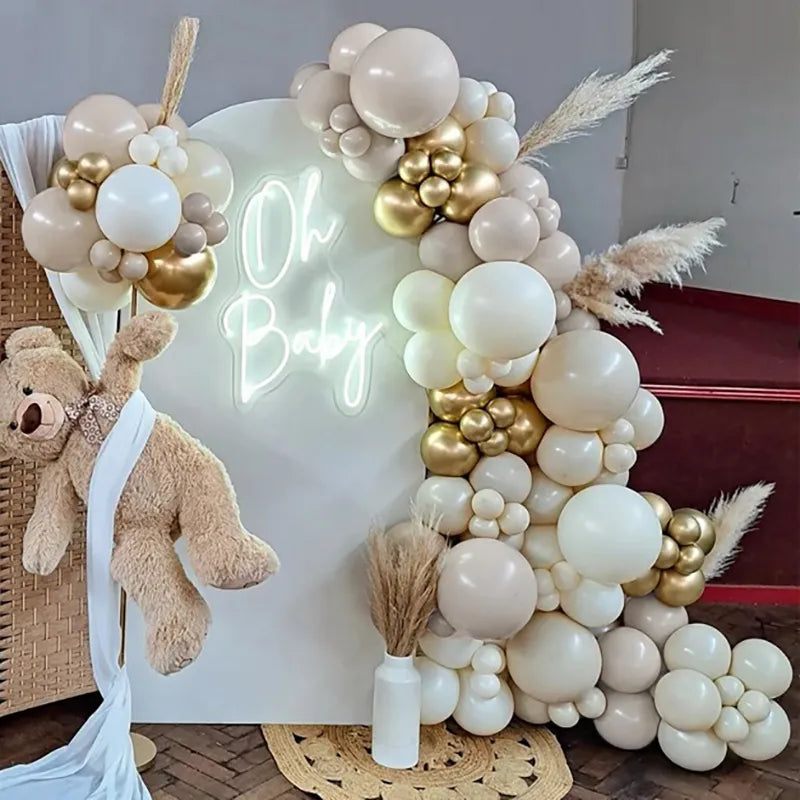 Cream Beige Balloon Garland Arch Kit Baby Shower Birthday Party Balons Wedding Gender Reveal Christening Baptism Decoration