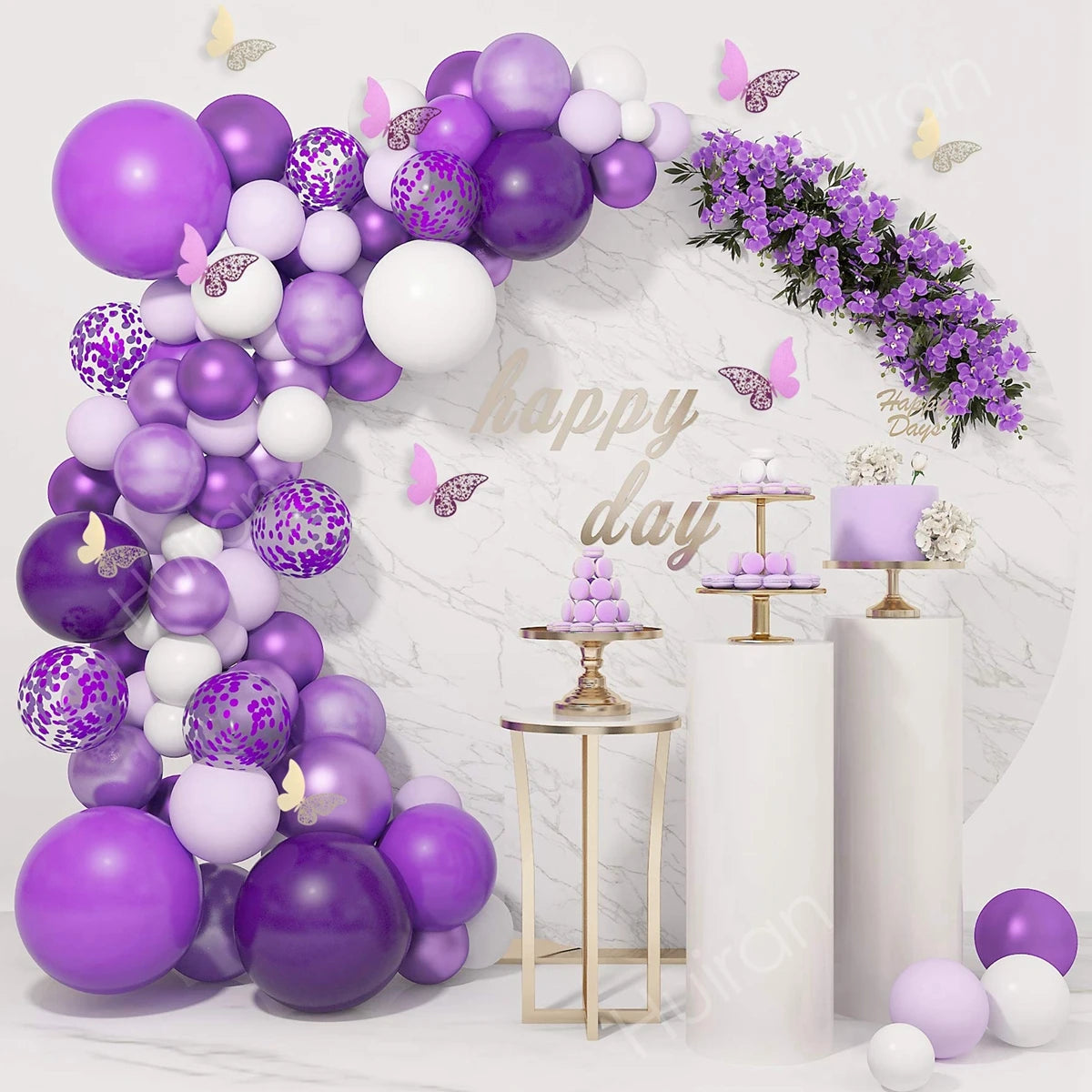 Butterfly Purple Pink Balloon Garland Arch Kit Happy Birthday Party Decor Kids Baby Shower Latex Ballon Wedding Party Supplies