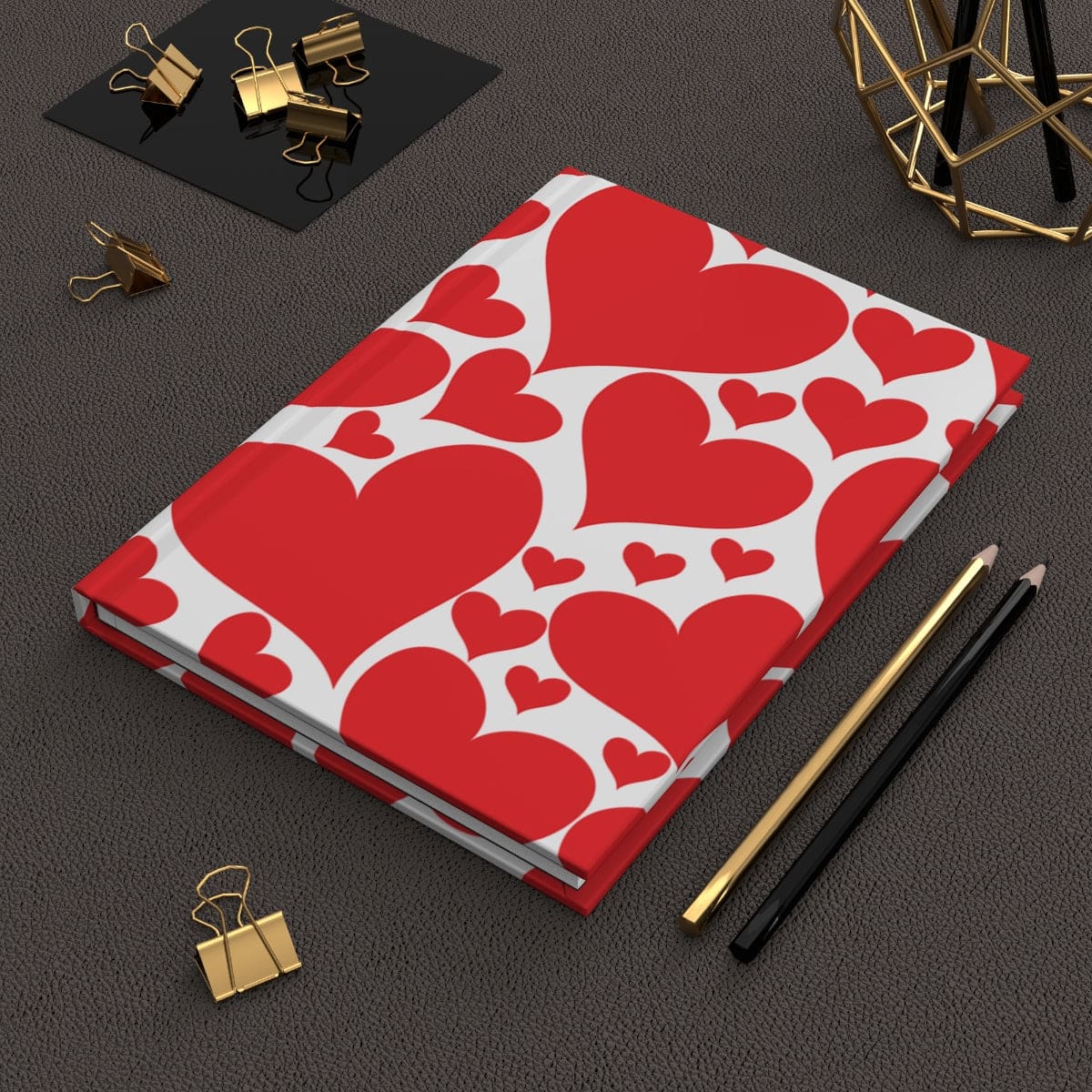 Hardcover Journal - Lined Notebook / Love Red Hearts