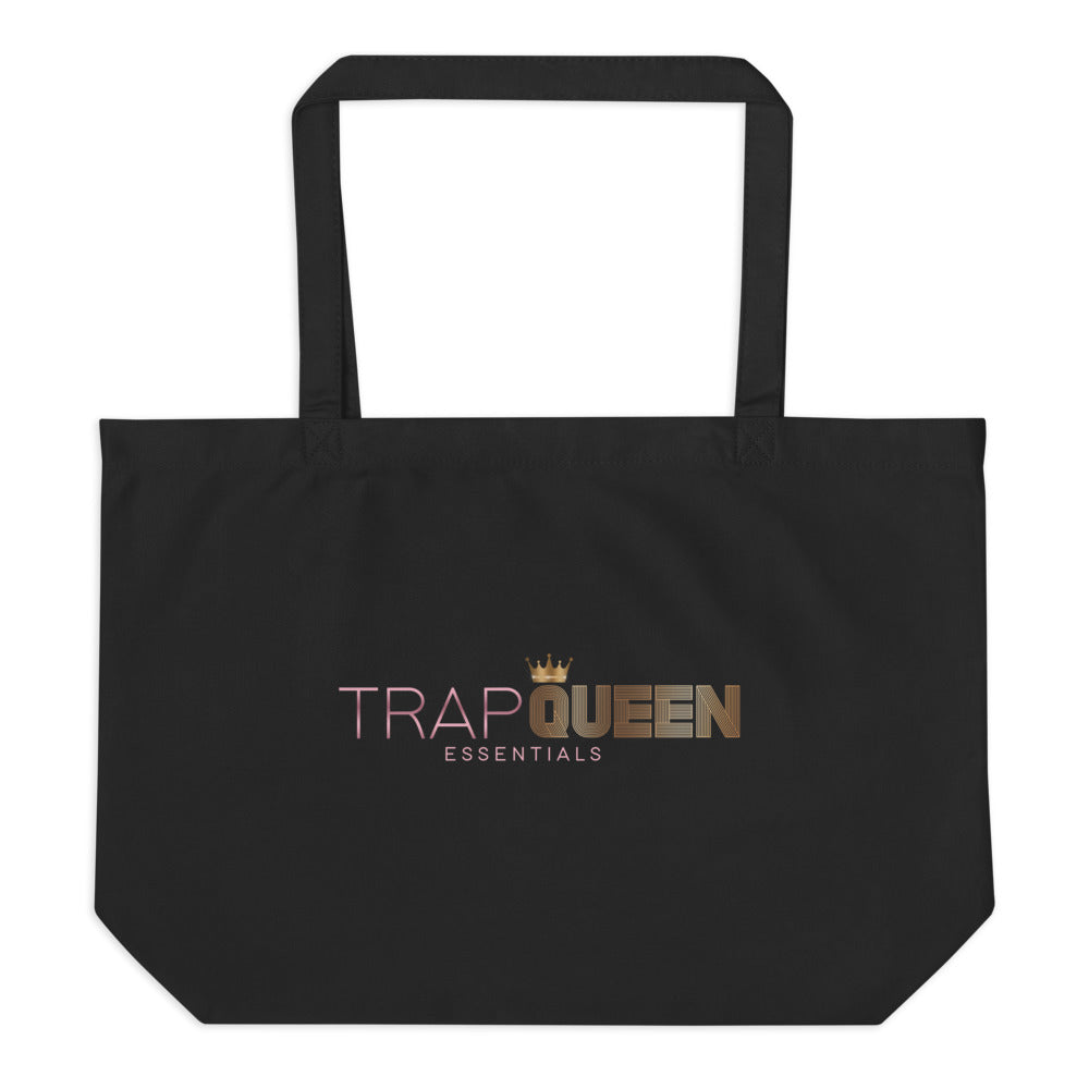 TRAP QUEEN ESSENTIALS LARGE ORGANIC TOTES _ Know Your Worth Then Add Tax_HUSTLE Collection