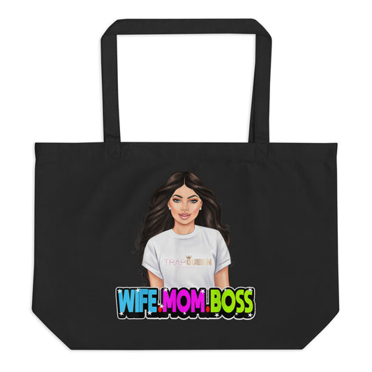 TRAP QUEEN ESSENTIALS LARGE ORGANIC TOTES__Dark Haired Beauty_MOM SH*T