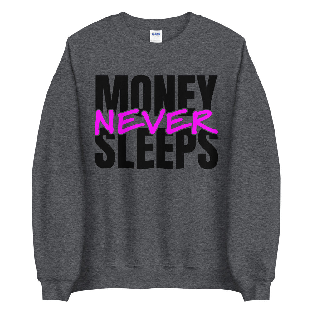 TRAP QUEEN ESSENTIALS UNISEX CREW NECK SWEATSHIRT_Money Never Sleeps_HUSTLE Collection