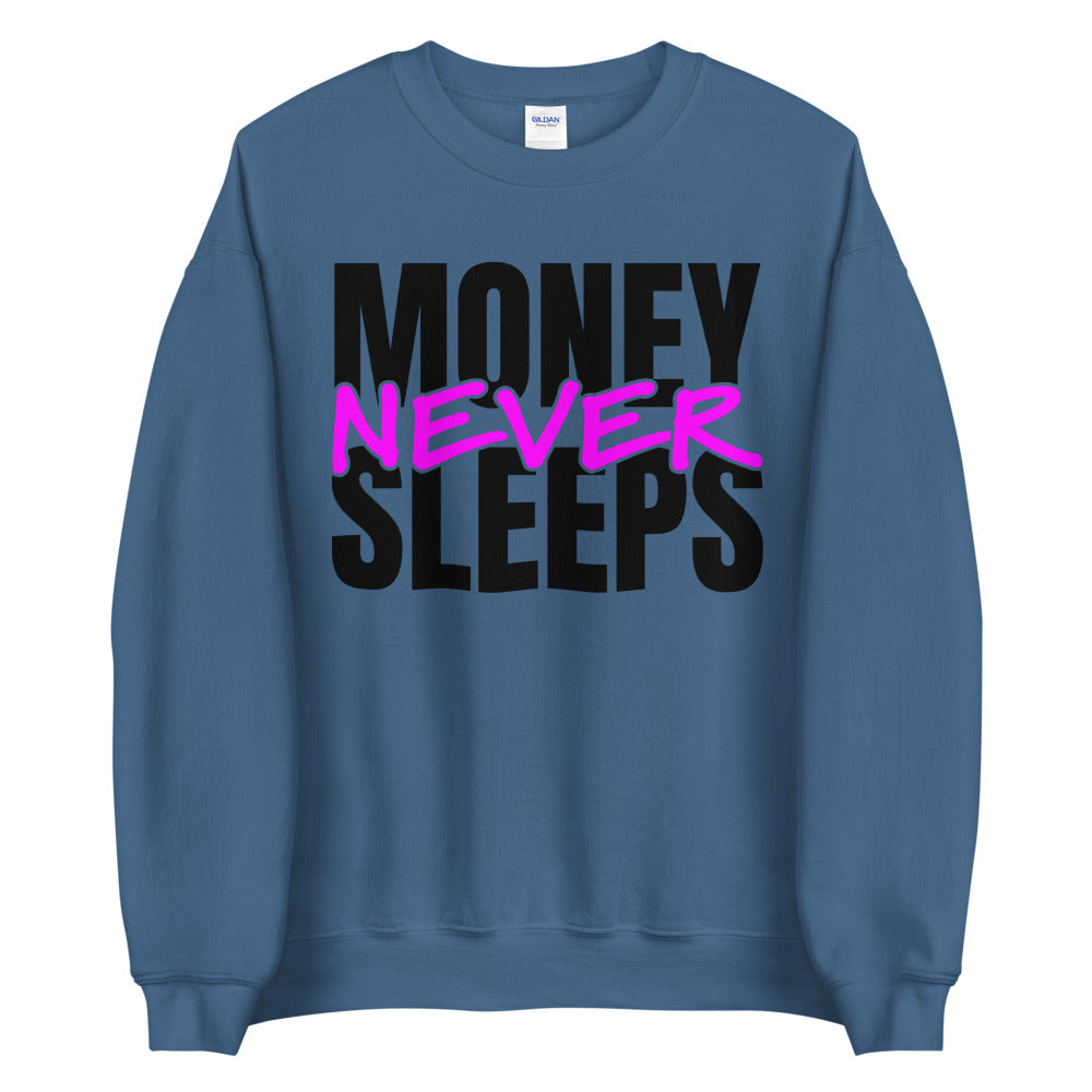 TRAP QUEEN ESSENTIALS UNISEX CREW NECK SWEATSHIRT_Money Never Sleeps_HUSTLE Collection