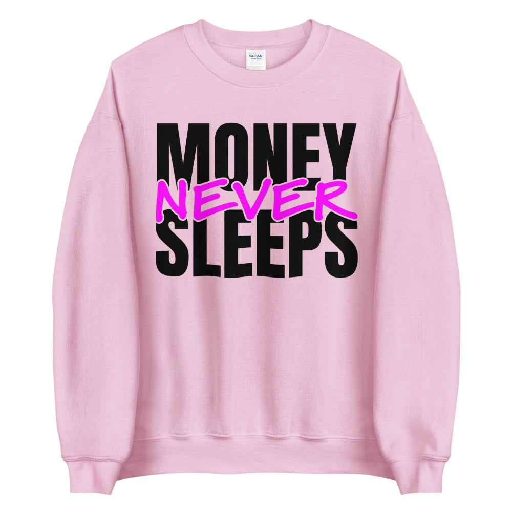 TRAP QUEEN ESSENTIALS UNISEX CREW NECK SWEATSHIRT_Money Never Sleeps_HUSTLE Collection