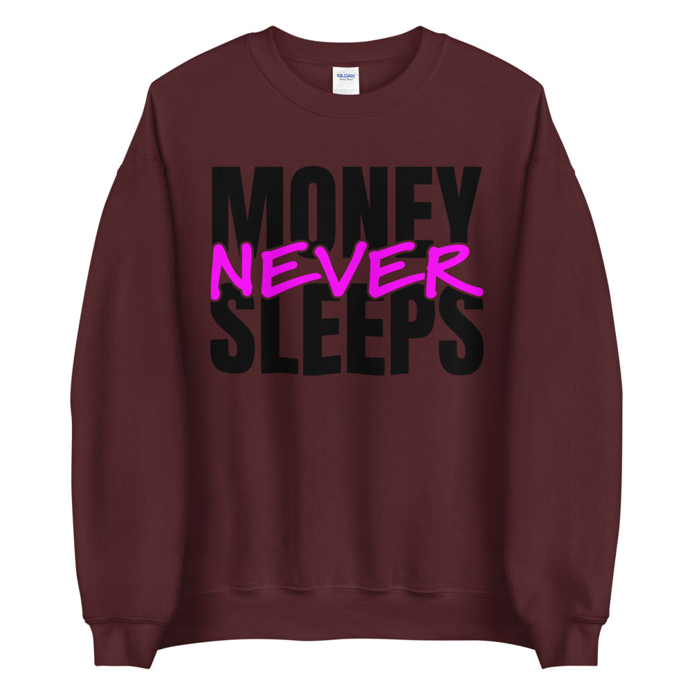 TRAP QUEEN ESSENTIALS UNISEX CREW NECK SWEATSHIRT_Money Never Sleeps_HUSTLE Collection