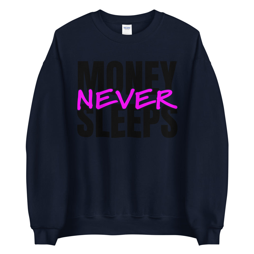 TRAP QUEEN ESSENTIALS UNISEX CREW NECK SWEATSHIRT_Money Never Sleeps_HUSTLE Collection