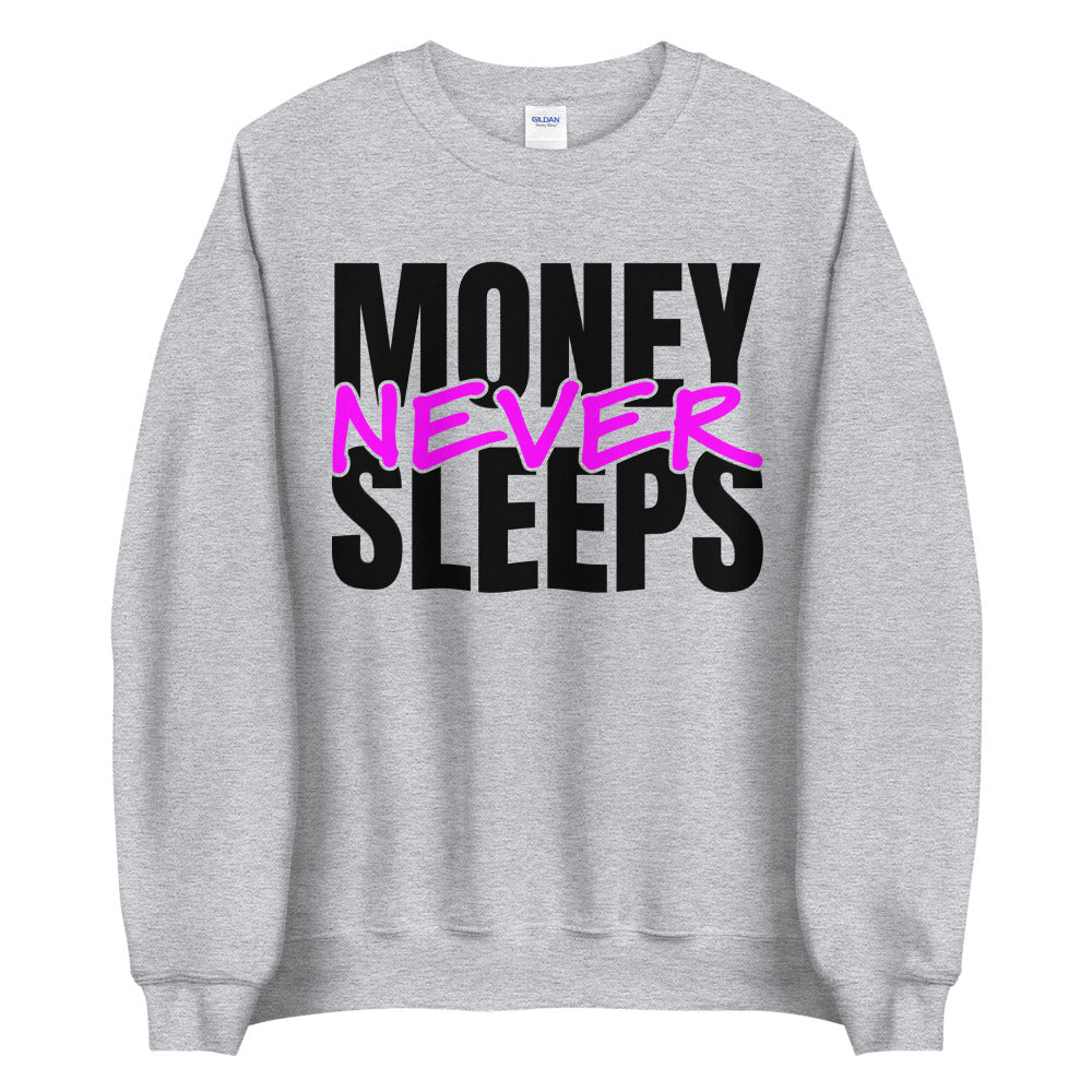 TRAP QUEEN ESSENTIALS UNISEX CREW NECK SWEATSHIRT_Money Never Sleeps_HUSTLE Collection