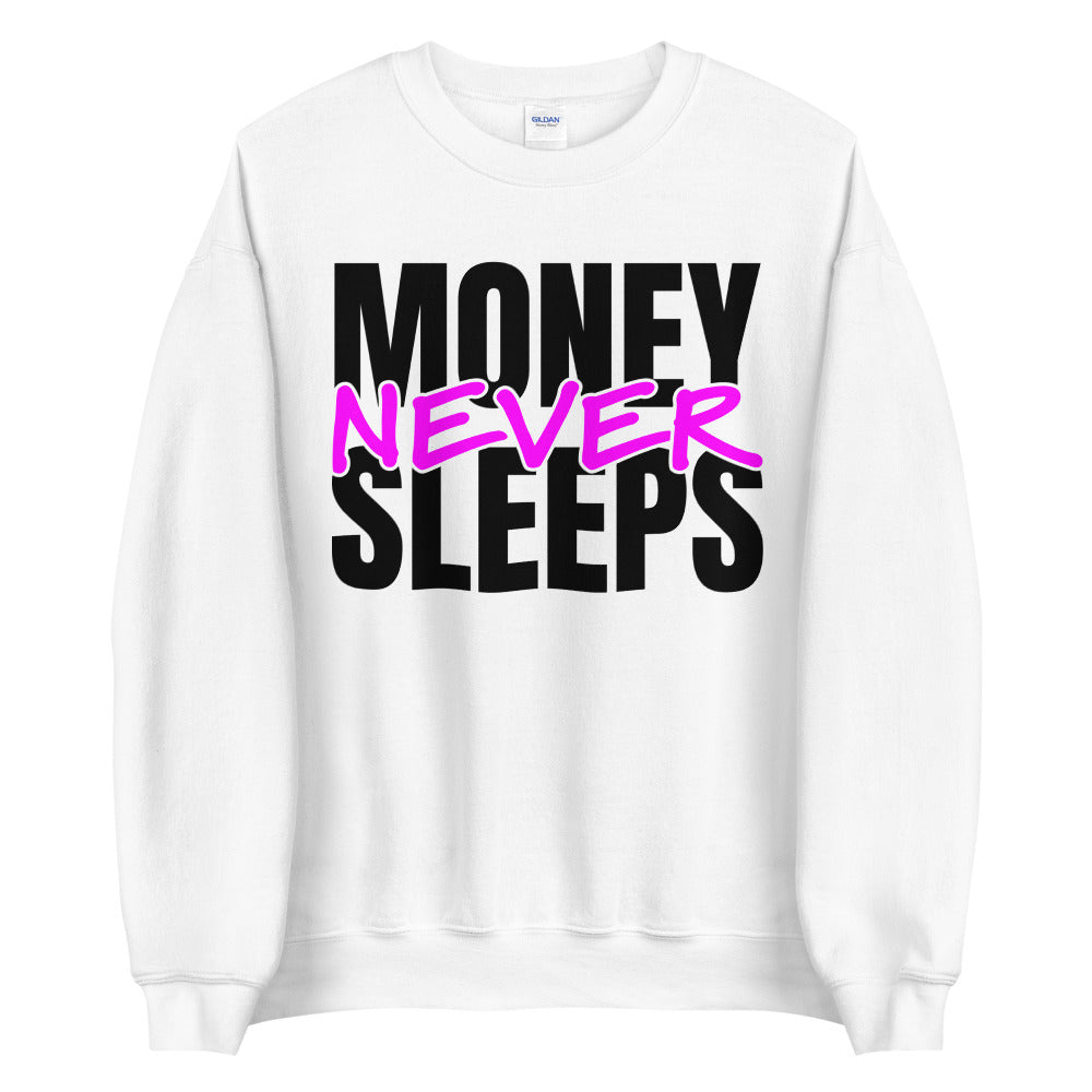 TRAP QUEEN ESSENTIALS UNISEX CREW NECK SWEATSHIRT_Money Never Sleeps_HUSTLE Collection