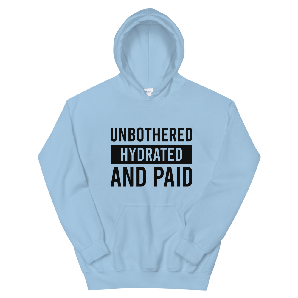 TRAP QUEEN ESSENTIALS SHORT-SLEEVE UNISEX HOODIE_Unbothered Hydrated & Paid_HUSTLE COLLECTION