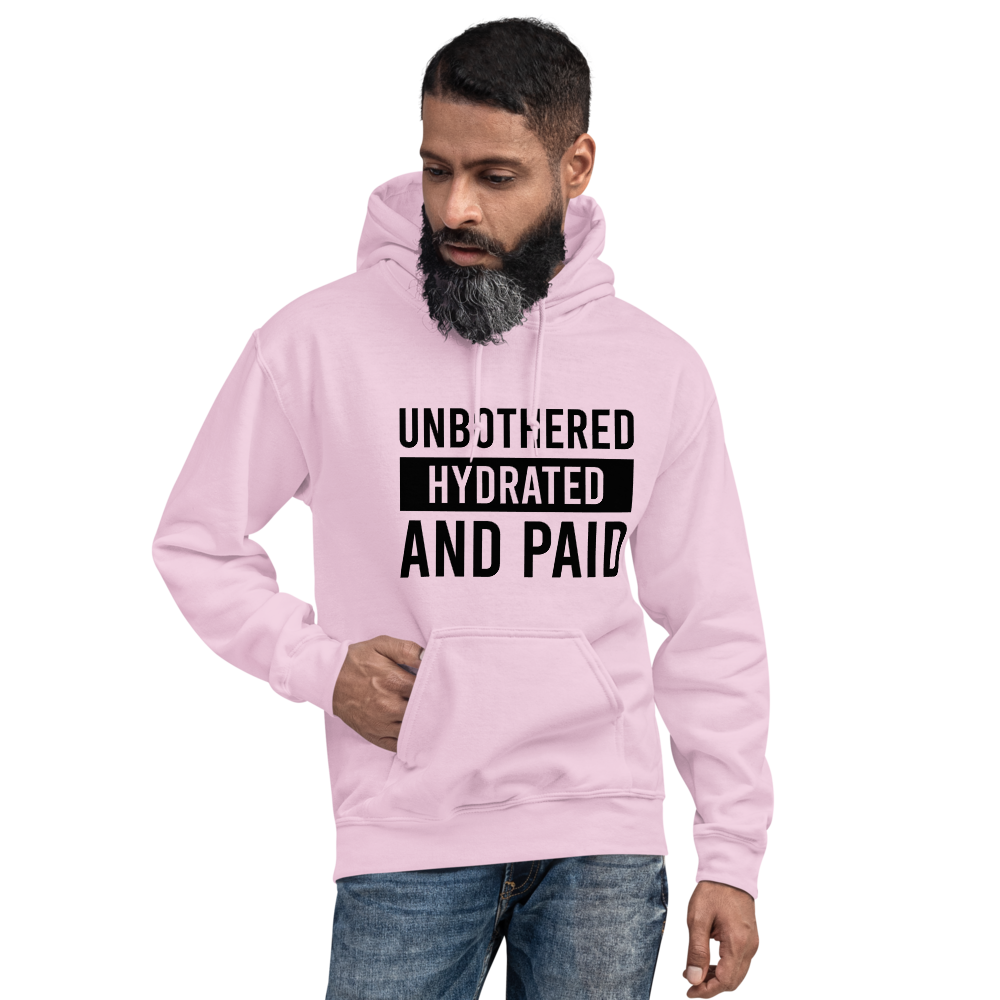 TRAP QUEEN ESSENTIALS SHORT-SLEEVE UNISEX HOODIE_Unbothered Hydrated & Paid_HUSTLE COLLECTION