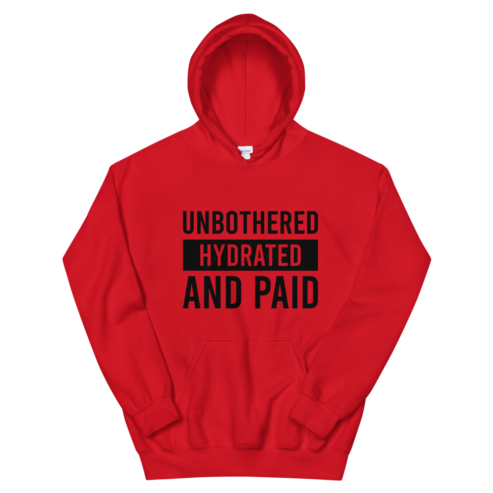 TRAP QUEEN ESSENTIALS SHORT-SLEEVE UNISEX HOODIE_Unbothered Hydrated & Paid_HUSTLE COLLECTION