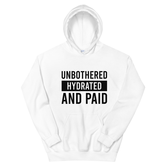 TRAP QUEEN ESSENTIALS SHORT-SLEEVE UNISEX HOODIE_Unbothered Hydrated & Paid_HUSTLE COLLECTION