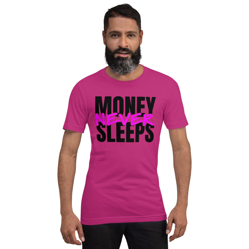 TRAP QUEEN ESSENTIALS SHORT-SLEEVE UNISEX T-SHIRT_Money Never Sleeps_HUSTLE Collection