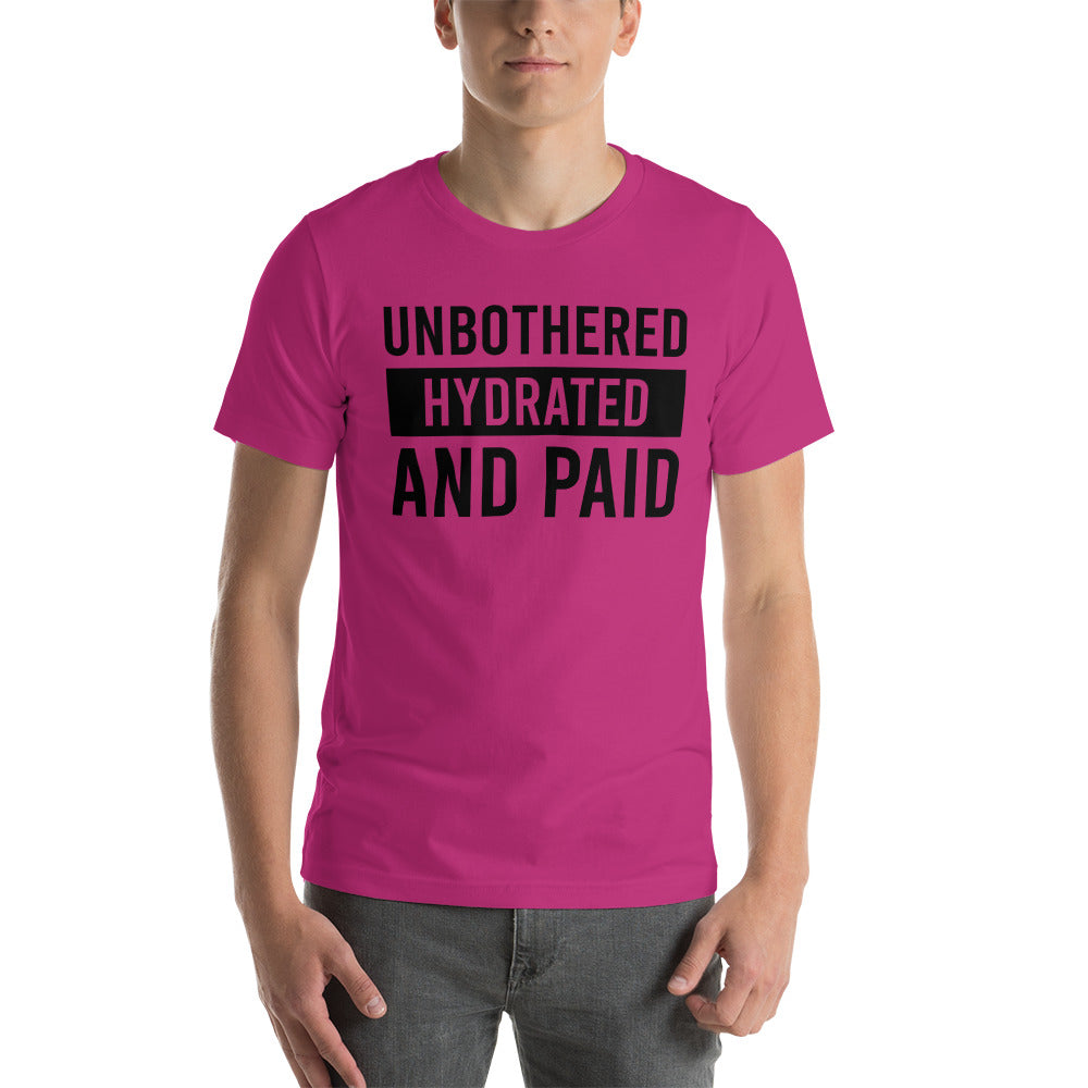 TRAP QUEEN ESSENTIALS SHORT-SLEEVE UNISEX T-SHIRT_Unbothered Hydrated & Paid_HUSTLE COLLECTION