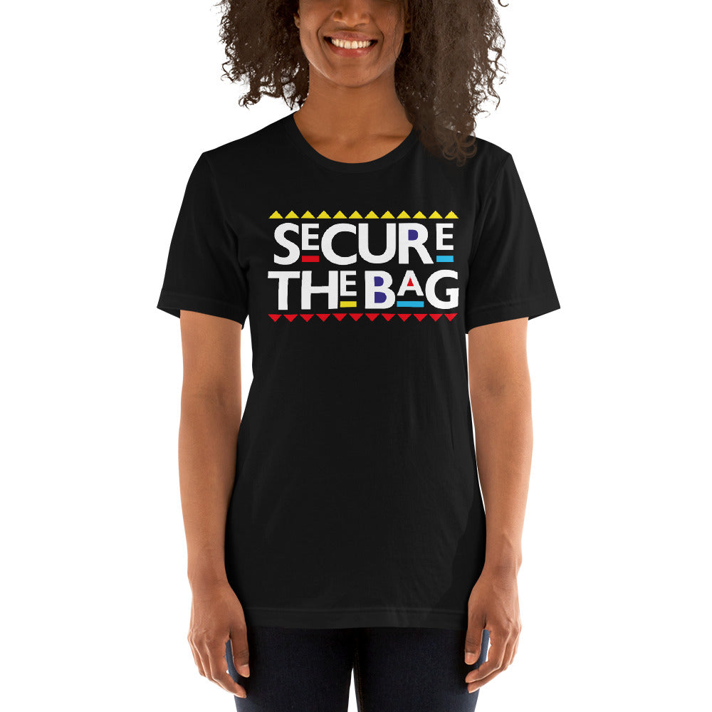 TRAP QUEEN ESSENTIALS SHORT-SLEEVE UNISEX T-SHIRT_Secure The Bag 90s_HUSTLE Collection