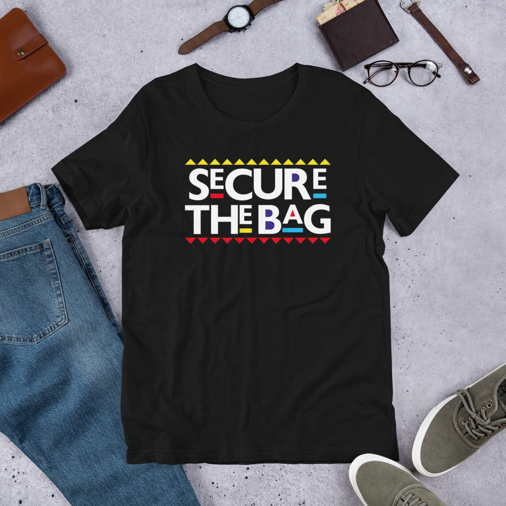 TRAP QUEEN ESSENTIALS SHORT-SLEEVE UNISEX T-SHIRT_Secure The Bag 90s_HUSTLE Collection