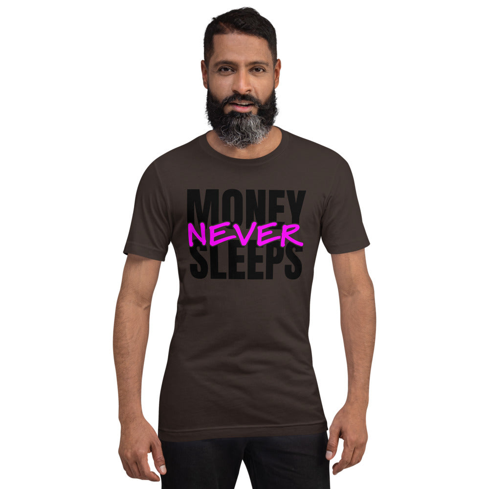 TRAP QUEEN ESSENTIALS SHORT-SLEEVE UNISEX T-SHIRT_Money Never Sleeps_HUSTLE Collection