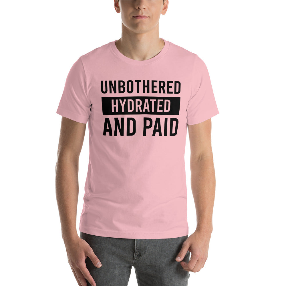 TRAP QUEEN ESSENTIALS SHORT-SLEEVE UNISEX T-SHIRT_Unbothered Hydrated & Paid_HUSTLE COLLECTION